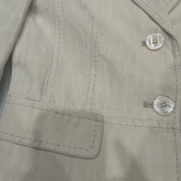 [40/US S/M]WMN Cream Linen Blend Summer/Spring Blazer Single Breast 2 Button - Picture 5 of 13